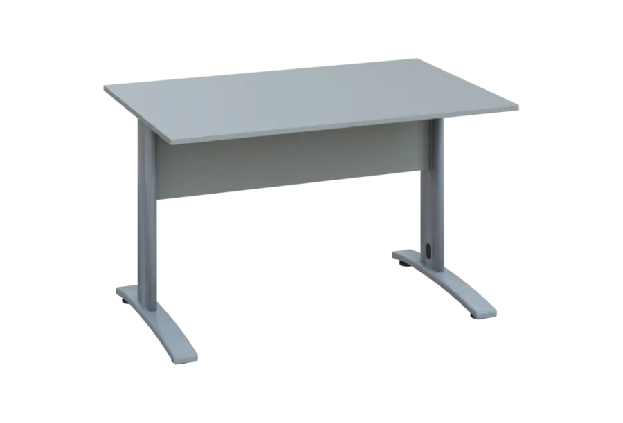 EPK 28 - 12 stůl kancelářský, kovová podnož stříbrná, deska 25 mm, široký 1200 mm, šedá